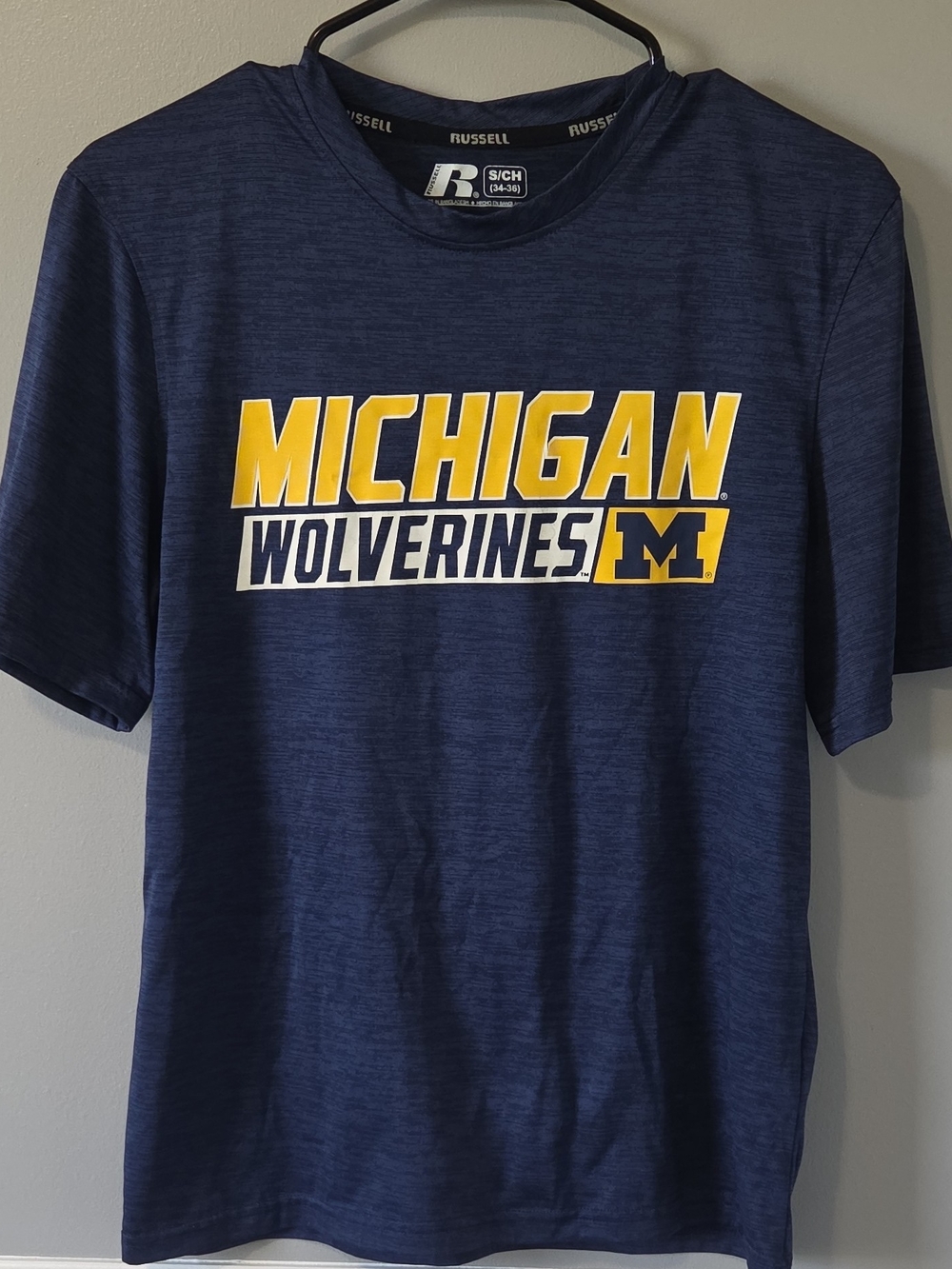 Russell Athletic Michigan Wolverines Heathered Navy Short-Sleeve Tee S (34-36)